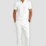 Peter | V-Neck Cable Knit Polo