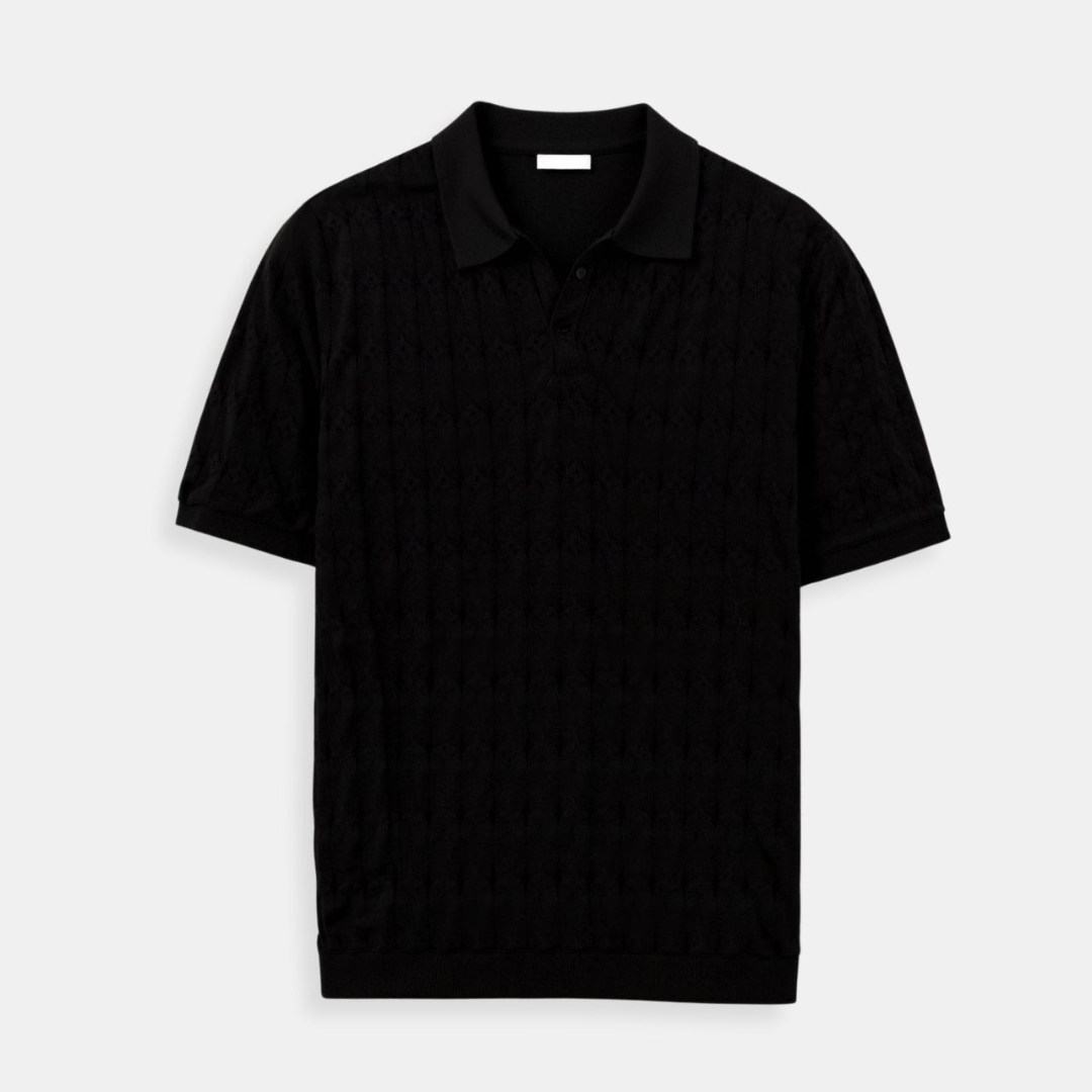 Peter | V-Neck Cable Knit Polo