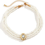 Short faux pearl and turquoise bead necklace