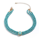 Short faux pearl and turquoise bead necklace