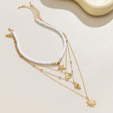 South Pacific Shell Starfish Multi-Layer Necklace Gold