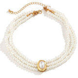 Short faux pearl and turquoise bead necklace